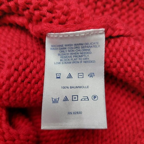 Lands End Drifter Red Cable Knit Sweater S/P 6-8 Cotton - Picture 3 of 4